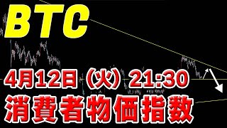 【仮想通貨BTCビットコイン】明日明後日は急騰急落に要注意!火曜日21:30は消費者物価指数発表。