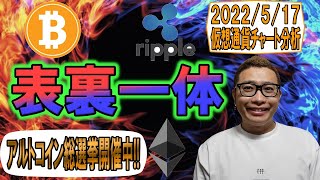 【仮想通貨 ビットコインBTC & アルトコイン 分析】BTC & ETH & XRP 表裏一体!!