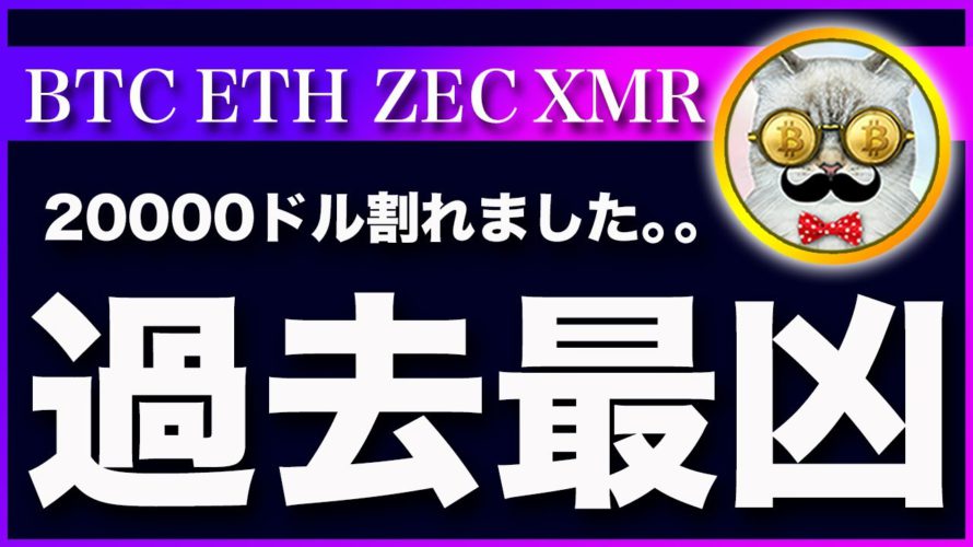 【悲報】ビットコイン・20000ドル割れ。過去最凶の売り圧力!【仮想通貨・戦略を先出しで毎日更新】