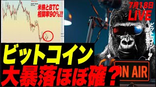 【大暴落】ビットコイン大暴落間近すぎる理由!クジラんがBTC爆投入!さらにSP500との相関率90%!落ちるぅ〜っ!くぅぅ!