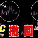 【仮想通貨ビットコイン】真夜中のパウエル議長の発言でチャートに大きな相違が発生。トレ転宣言を一旦撤回します