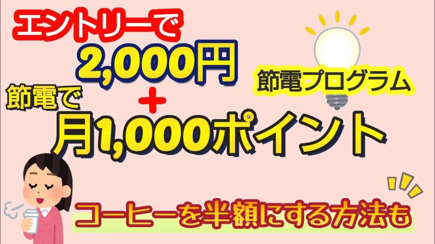 国の節電ポイント毎月1,000円相当貰える⁉/東京電力ログインだけで年600ポイント!/半額で買い物するワザ/ポイ活