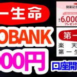 【第一生命NEOBANK＆楽天銀行第一生命支店】最大6000円もらえるキャンペーン実施中！口座開設のメリットと注意点について解説！お得に口座開設しよう！