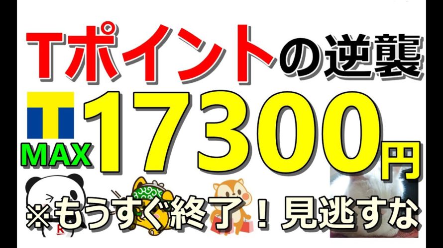 【急げ!】Tポイントも爆益!簡単に17300円獲得!お得すぎてもうすぐ終わります…その他お得案件多数紹介