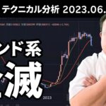 マトリックス法によるテクニカル分析（2023/6/16）ビットコイン、ダマしの可能性残るが、トレンド系はいずれも下方向