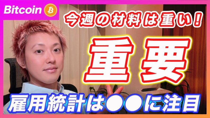 【重い!】ビットコイン・今週は重要な経済指標が多いです!特に金曜の雇用統計は〇〇に注意してください!【最新の仮想通貨分析を公開】