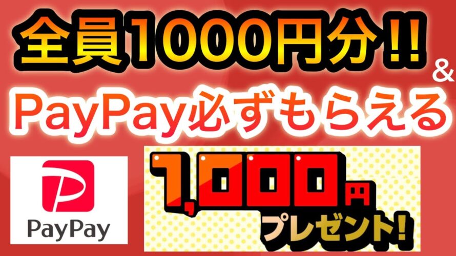 今なら全員1000円分‼︎PayPayポイントも必ず…