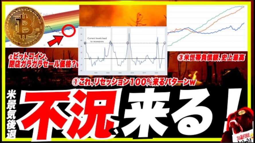【号外】これ、リセッション確率100%パターン!ビットコイン買いシグナル?資本主義は利益相反・カモりあい。米不動産バブル今ピークアウト説!w