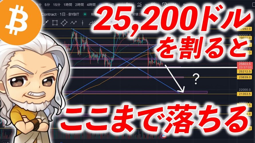 ビットコイン/BTC 25,200ドルを割るとここまで落ちる！