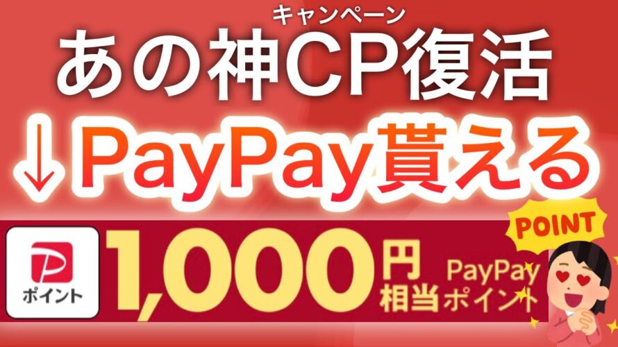 大反響だったあのキャンペーンがついに復活‼︎【PayPay】