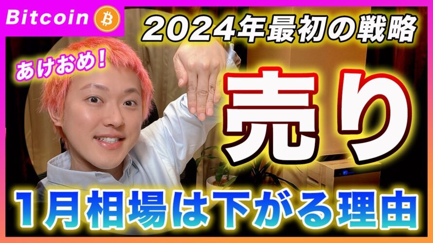 【1月は弱気】ビットコイン・2024年は売りから入ります!1月のアノマリーを徹底解説!先日の下落は序の口かも。。【最新の仮想通貨分析を公開】