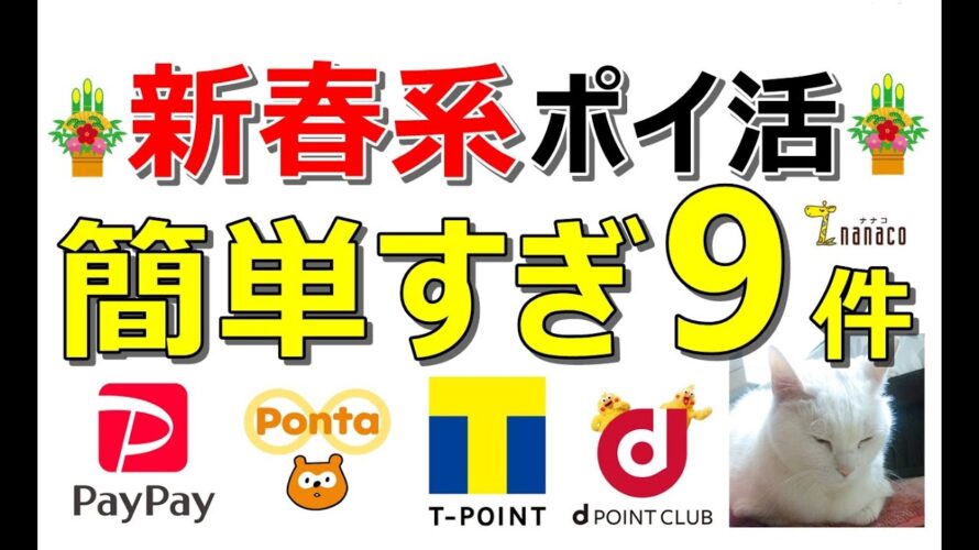 新春!ポイ活9案件一挙紹介!PayPay、Ponta、nanacoなど…全部簡単すぎる