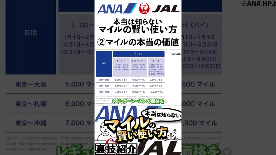 【マイル】②マイルの本当の価値【ANA JAL】旅好き必見!本当は知らない航空マイルの価値と高還元の裏技!#shorts