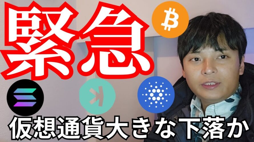 【緊急】仮想通貨、大きな下落突入か。ビットコイン アルトコイン 10種類以上チャート分析