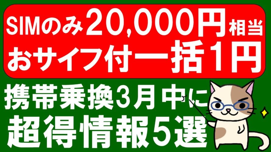 楽天モバイル、LINEMO、格安SIM他。iPhone、Android、一括、ポイント還元。2024年3月お得な携帯電話キャンペーン☆