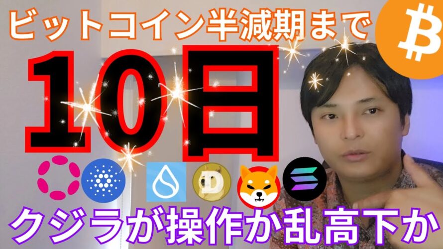 ビットコイン半減期まで10日！！仮想通貨は反落、クジラが操作か乱高下？
