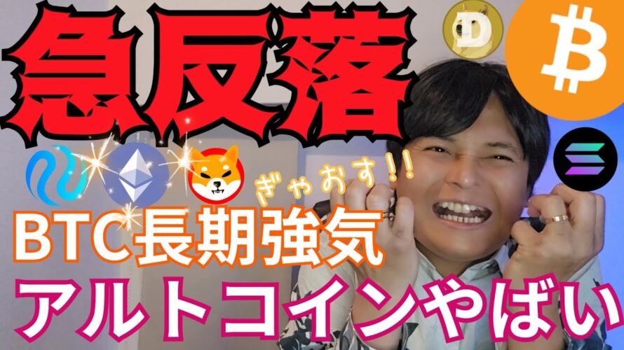 仮想通貨、急反落!!!ビットコイン長期強気シグナル、アルトコインやばい