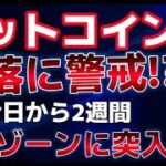 ビットコインが２週間危険ゾーンに入ったと示唆。調整となると５２０００ドルまで下がる！？