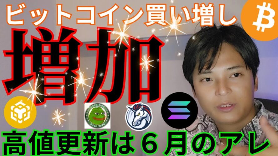 【ビットコイン買い増し増加】高値更新する時期は6月のアレ?!仮想通貨 アルトコイン