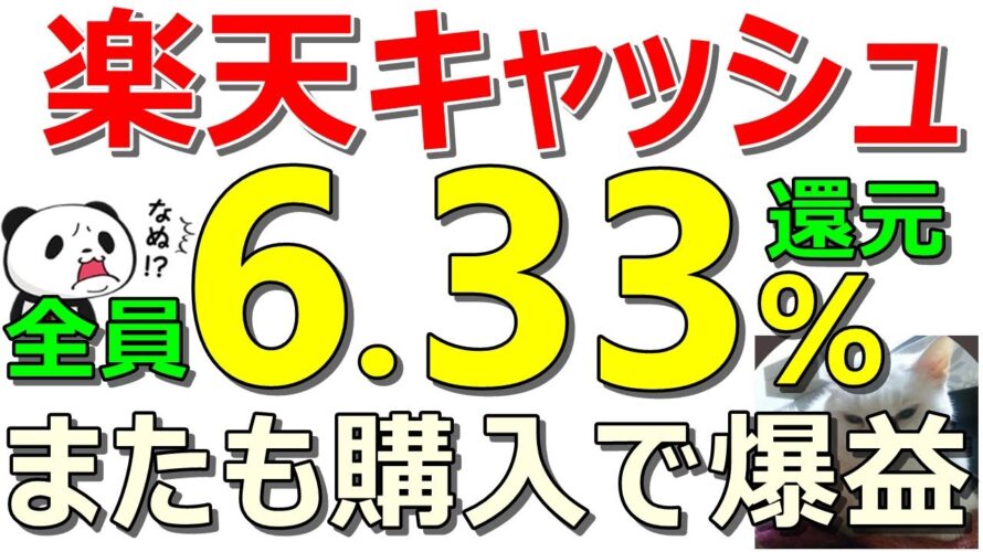 楽天キャッシュ強すぎ!またも全員6.33%還元の爆益!楽天の時代が来た!楽天ポイント案件等も同時紹介【ad】