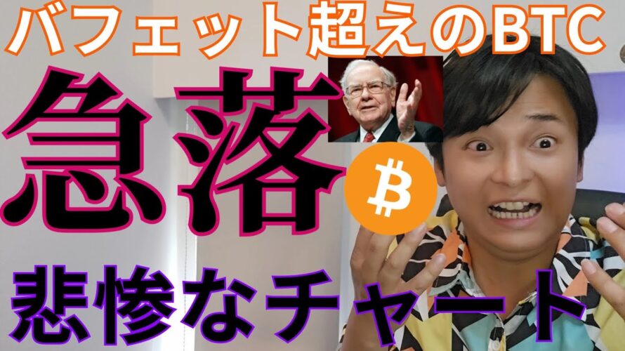 【ビットコインはバフェット超え】急落!仮想通貨 アルトコインも悲惨なチャート