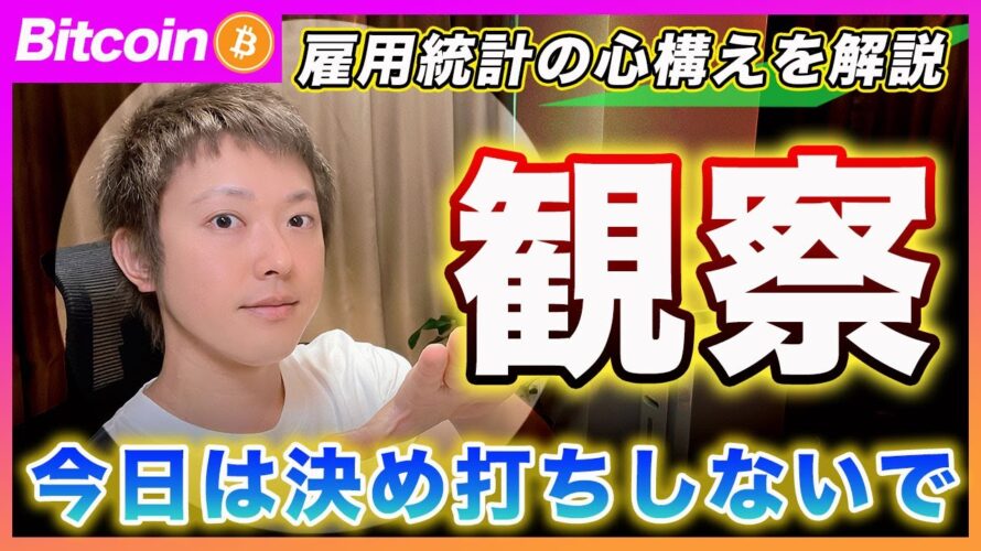 【お手つきダサいよ!】ビットコイン・今日の雇用統計は決め打ちしないで下さい!確認と観察!これを徹底して!【最新の仮想通貨分析を公開】