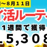 【新企画】週間ポイ活ルーティーン　１５,３０８ｐｔ獲得（８月5日～８月11日）