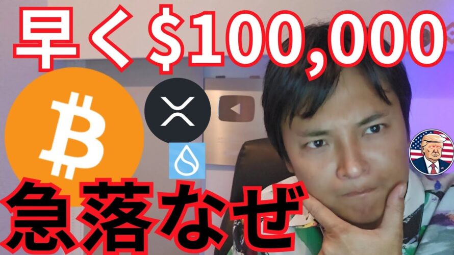 【急落なぜ】ビットコイン 早く10万ドル(1,400万円) に到達する 【仮想通貨 リップル XRP SUI MAGA】