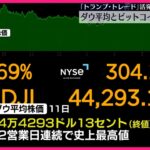 【史上最高値】ダウ平均とビットコイン 「トランプ・トレード」が活発化