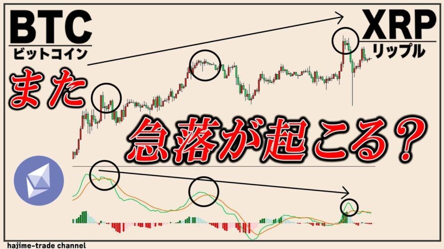 ビットコインがまた急落する3つの示唆が出現中です【リップル,イーサリアム】
