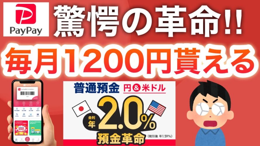 PayPay放置で毎月1200円貰える新キャンペーン‼︎【預金革命】