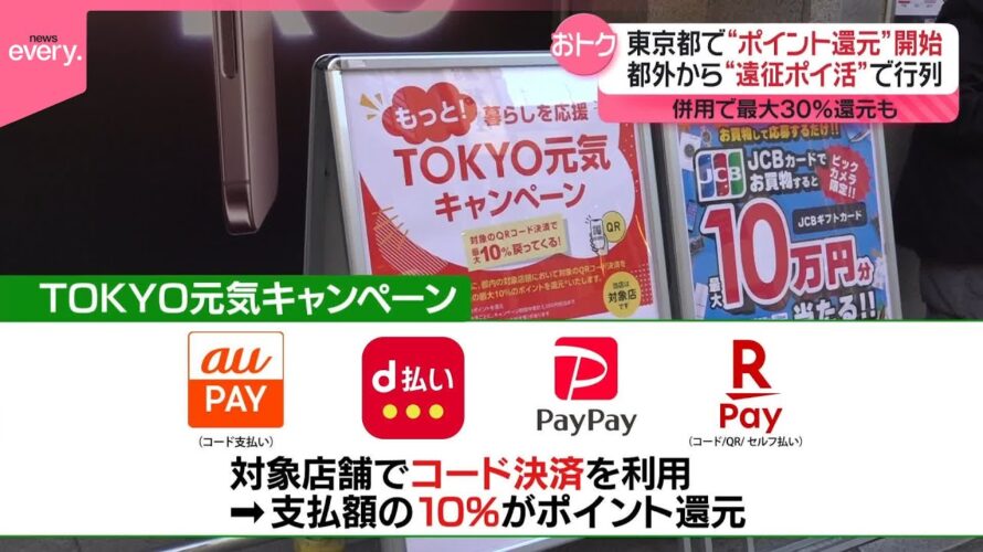 【東京都】“ポイント還元”開始 都外から“遠征ポイ活”も