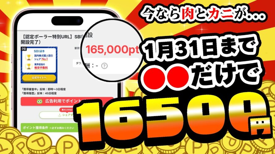 【急げ!】今だけ16500円がもらえる激アツ案件あり!さらに肉と蟹がGETできるお得キャンペーンも始まってるぞ!【お得ポイ活情報/Powl/YONQ】