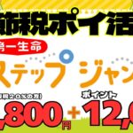 《新発見：節税ポイ活》第一生命　ステップジャンプ　年間１０,８００円節税（所得税率20%の方）＋コンビニ支払（PAYSLE：ペイスル　×　ファミペイ）クレカ1200ポイント