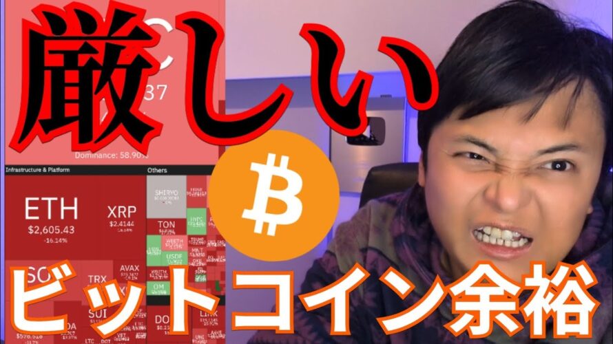 【仮想通貨暴落で最大級ロスカット】アルトコイン厳しい、ビットコインまだ余裕