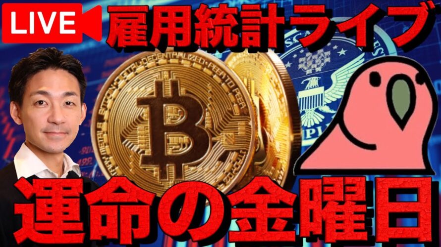 【ライブ】仮想通貨は持ち堪えられるか?運命の雇用統計 with 仮想Nishi