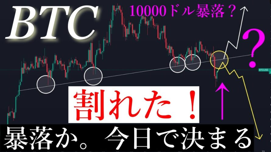 ⚠️ビットコイン三尊割れて暴落か?!今日決まります。BTCUSD