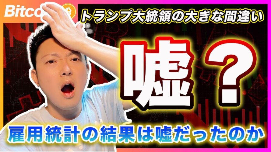 【雇用統計はウソ?】ビットコイン・トランプ大統領の大きな間違い。統計局のトップをクビへ!この問題の本質的な原因と今後のリスクについて【最新の仮想通貨分析を公開】