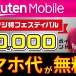 【スマホ代が無料になるキャンペーン】楽天モバイルを最大2年以上タダで使う｜楽天マジ得フェスティバル｜楽天カード新規入会特典