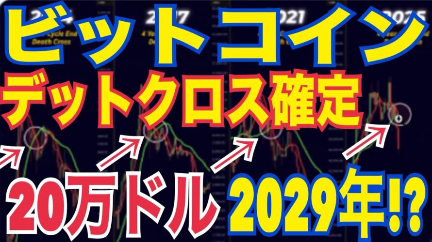 「ビットコインついにデッドクロス確定…！下落トレンド突入で“20万ドルは2029年Q3”説が急浮上！」