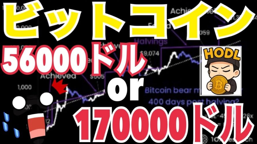 💥 「ビットコイン底打ちシグナル点灯！？56000ドルまで下落、または17万ドルまで爆上げか！？」