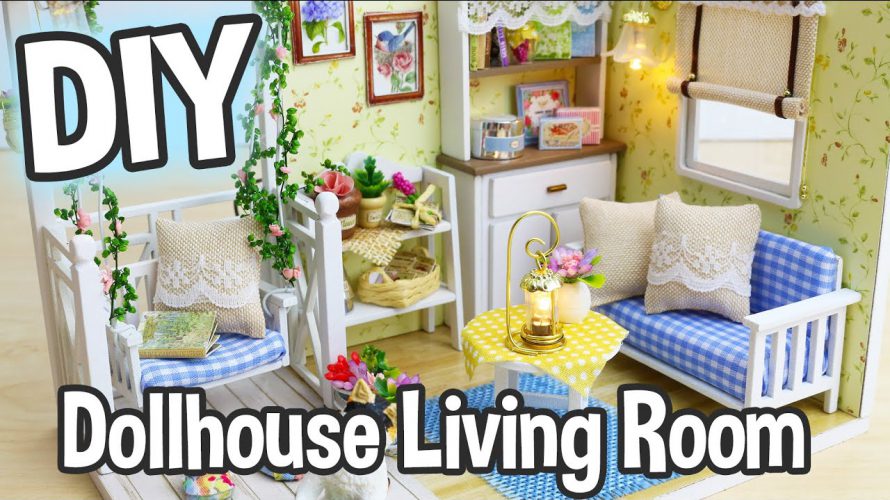 DIY Miniature Dollhouse Kit Cute Living Room Roombox with Working Lights! / Relaxing Crafts