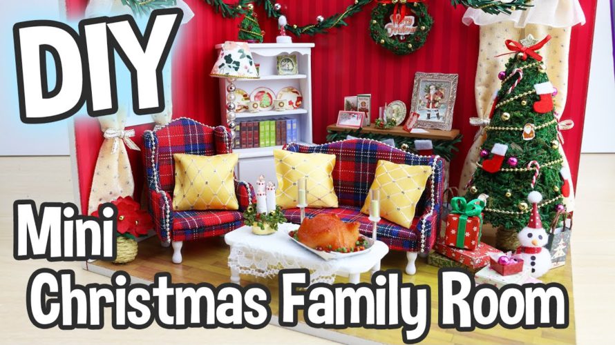 DIY Miniature Dollhouse Kit Christmas Living/Family Room with Working Lights! / Relaxing Crafts