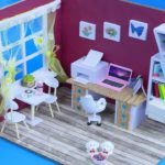DIY Miniature Cardboard House#7  Modern Working Room -ミニチュアモダンワーキングルーム – ミニオフィス