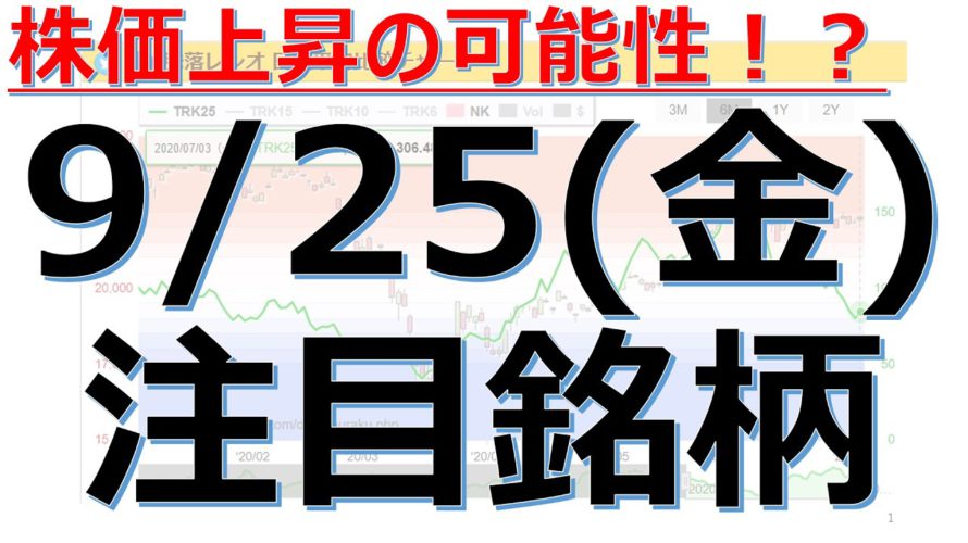 【9月25日(金)の注目銘柄】本日の株式相場振り返りと明日の注目銘柄を解説