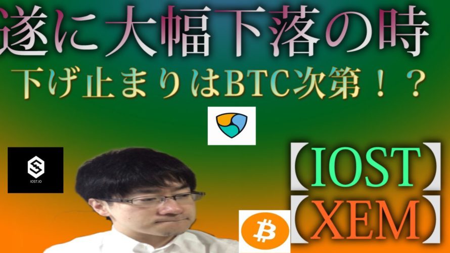 【仮想通貨ビットコイン,XEM,IOST】XEMスナップショット発表目前で驚異の振るい落とし。IOSTスナップショット目の前で4円の底固めで地を固める。ビットコイン日足安値までの下落はみとくべき。