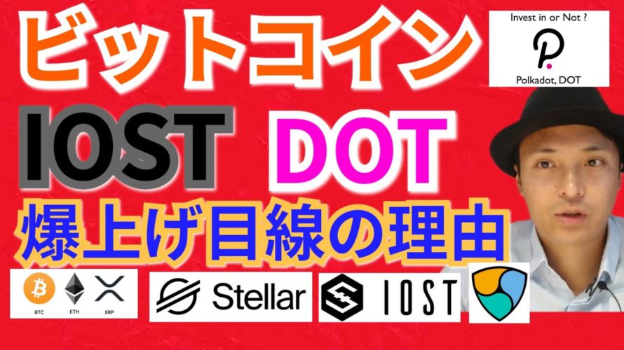 【仮想通貨BTC, ETH, XRP, XLM, DOT, NEM, IOST】ビットコイン、IOST, ポルカドット爆上げ目線の理由