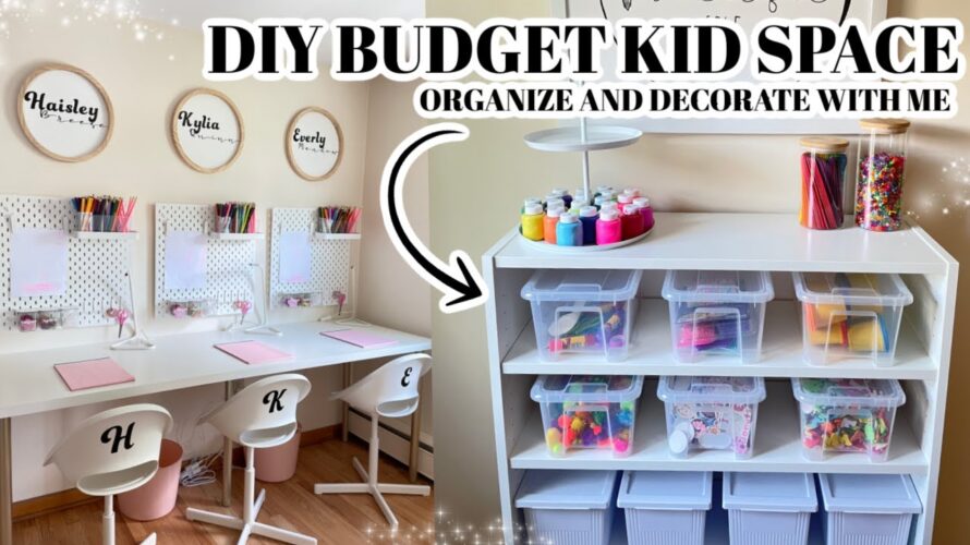 DIY BUDGET KID SPACE ORGANIZE AND DECORATE WITH ME CRAFT SPACE TOY ORGANIZATION HOMESCHOOL KIDS DESK