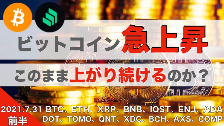 【BTC、ETH、XRP、BNB、IOST、ENJ】ビットコイン急上昇。このまま上がり続けるのか？（2021年7月31日 相場分析）