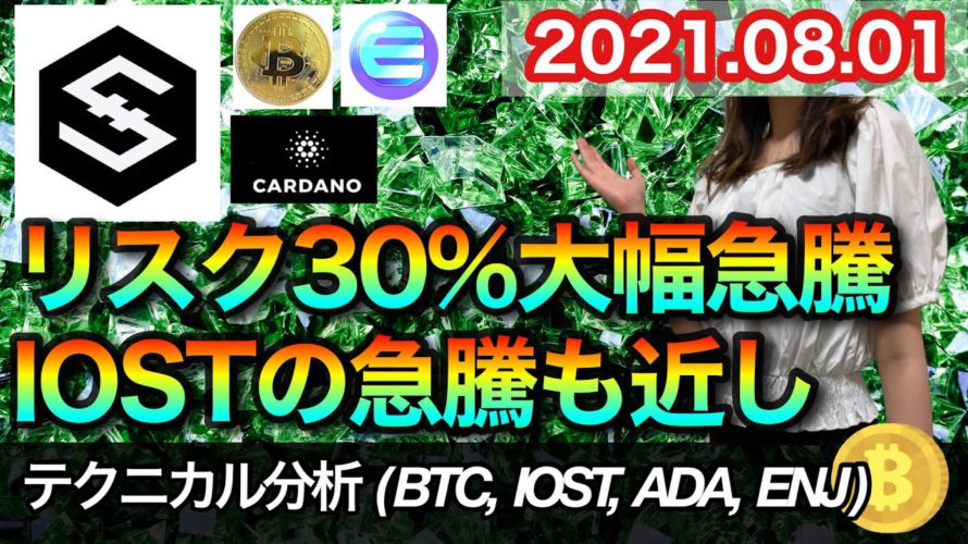 仮想通貨 テクニカル分析【8/1 今後の予想(BTC、IOST、ADA、ENJ)】